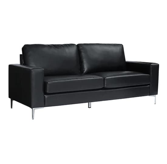Baltic Faux Leather 3 Seater Sofa In Black_2
